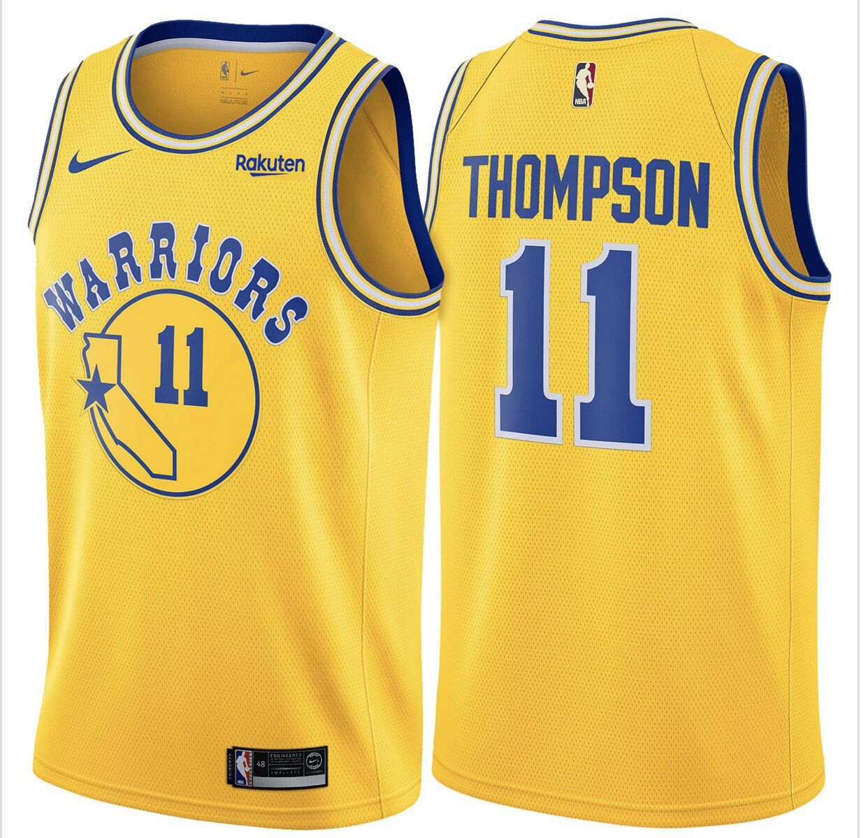 Men Golden State Warriors #11 Thompson Yellow Nike Game NBA Jerseys